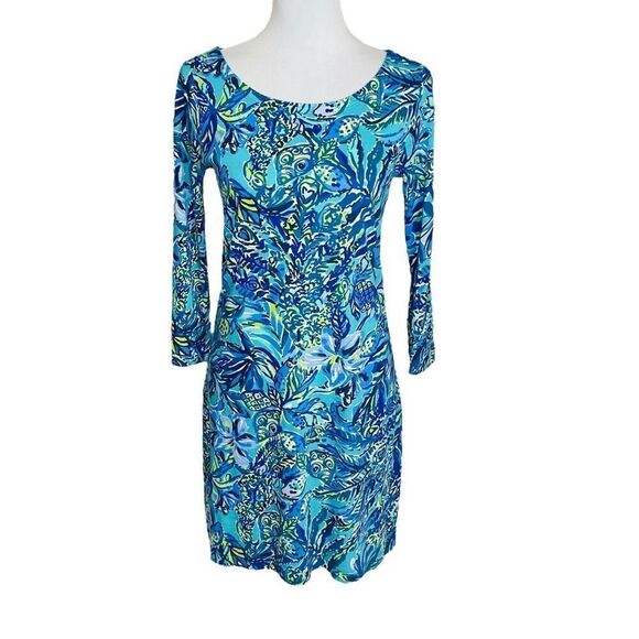 Lilly Pulitzer Hollee Dress Sneak A Beak Bennett Blue Size Small - Picture 1 of 13